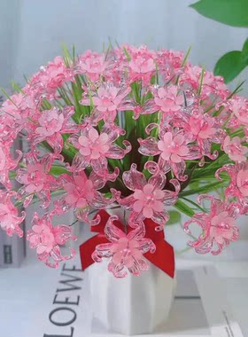 水晶炫彩鸢尾花材料包DIY串珠手工编织花束全套送蝴蝶加防摔花瓶