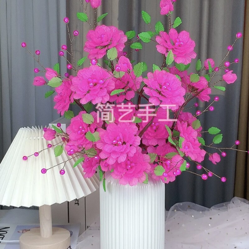 磨砂多层芙蓉花材料包富贵牡丹山茶花材料包DIY珠子手工编织穿珠