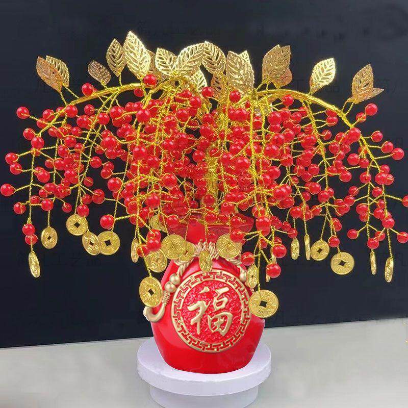 新款闪亮摇钱树材料包铜钱金币款DIY手工家居装饰品吊坠招财喜庆