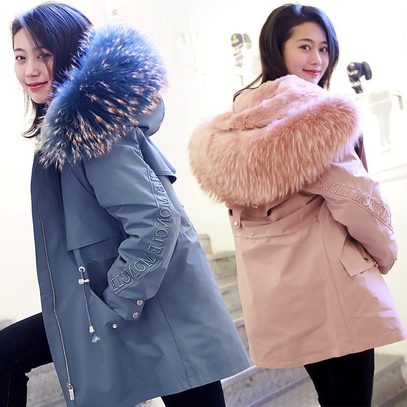 新款秋冬新款外套皮草派克服女真獭兔毛内胆可拆卸毛领时尚新品