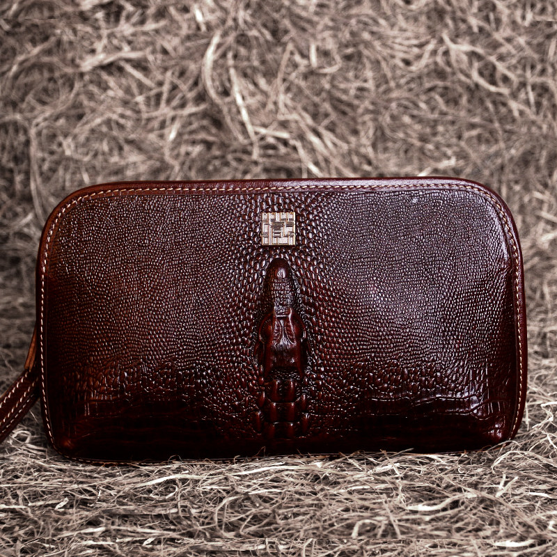 藏皮客包包男式2026新款头层牛皮鳄鱼纹手拿包真皮手抓包个性手包