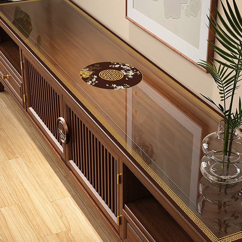 新中式PVC透明软玻璃电视柜垫