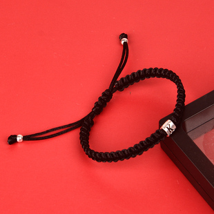 S925纯银字母转运珠手链编织材料包编头发手链送男友一缕青丝手绳