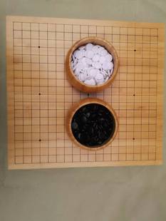 楠竹盘楠竹罐仿玉石棋子 楠竹围棋棋具套装 标准1913路双面棋盘