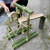 传统农耕文化教育研学材料手摇提水竹水车比赛设计定制竹子做玩具