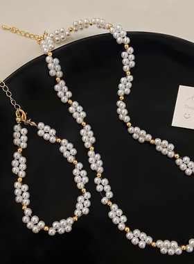 法式珍珠短款项链颈链