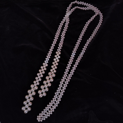 珍珠编织超长项链多种戴法