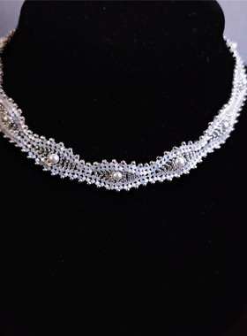 法式优雅闪亮米珠手工项链颈链