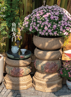 匠心坊花园石墩户外庭院别墅门口装饰花盆阳台盆景底座造景摆件