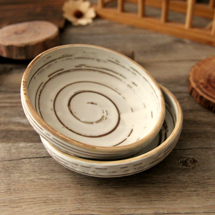 陶瓷圆碟圆盘日式料理餐具零食碟瓜果盘小吃碟干果盘7寸芝士深盘