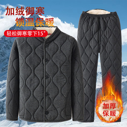 自主品牌中老年加绒套装厂家直销