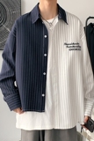 秋季男女休闲条纹衬衫青春流行长袖宽松青年衬衫7111，男装衬衫，电商B380（原B361）