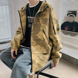 港风男迷彩宽松工装秋季休闲连帽上衣夹克外套7035，男装夹克，电商B380（原B361）