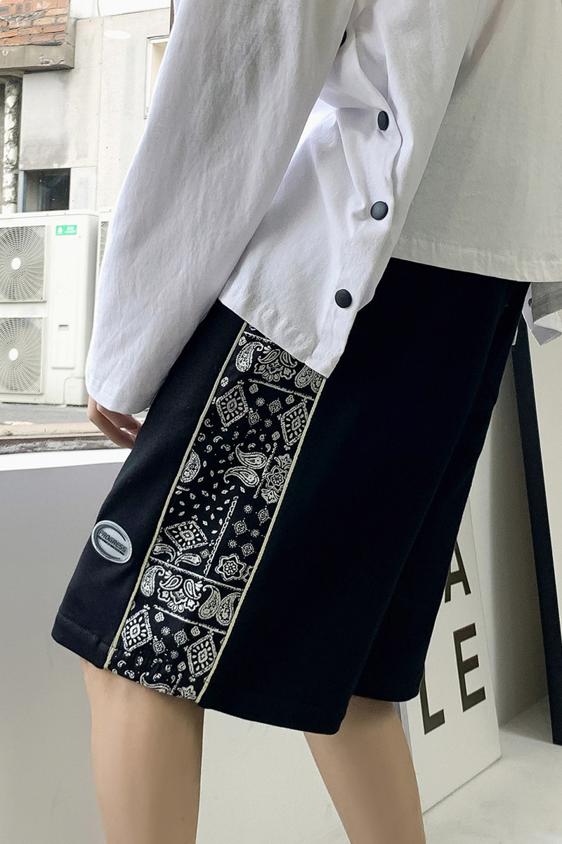 港风21男女拼色卫裤青年针织短裤新款休闲裤子7121-P35,男装休闲裤,电商B380（原B361）