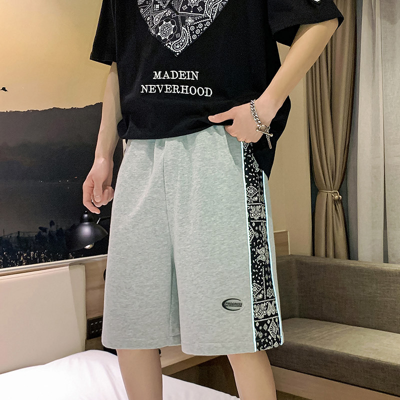 港风 男女拼色卫裤青年针织短裤新款休闲裤子 7121-P35图片