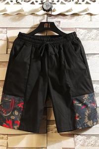 夏季男士亚麻休闲短裤中国风男水洗棉麻五分裤 83112-P35图片