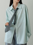 CHICCLO 上衣 白桃薄荷清爽衬衣女垂坠不易皱春日简约休闲粉色衬衫