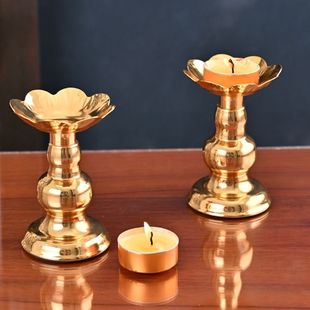 【稳固底座】莲花油灯底座家用蜡烛台合金长明灯高脚酥油灯座佛供