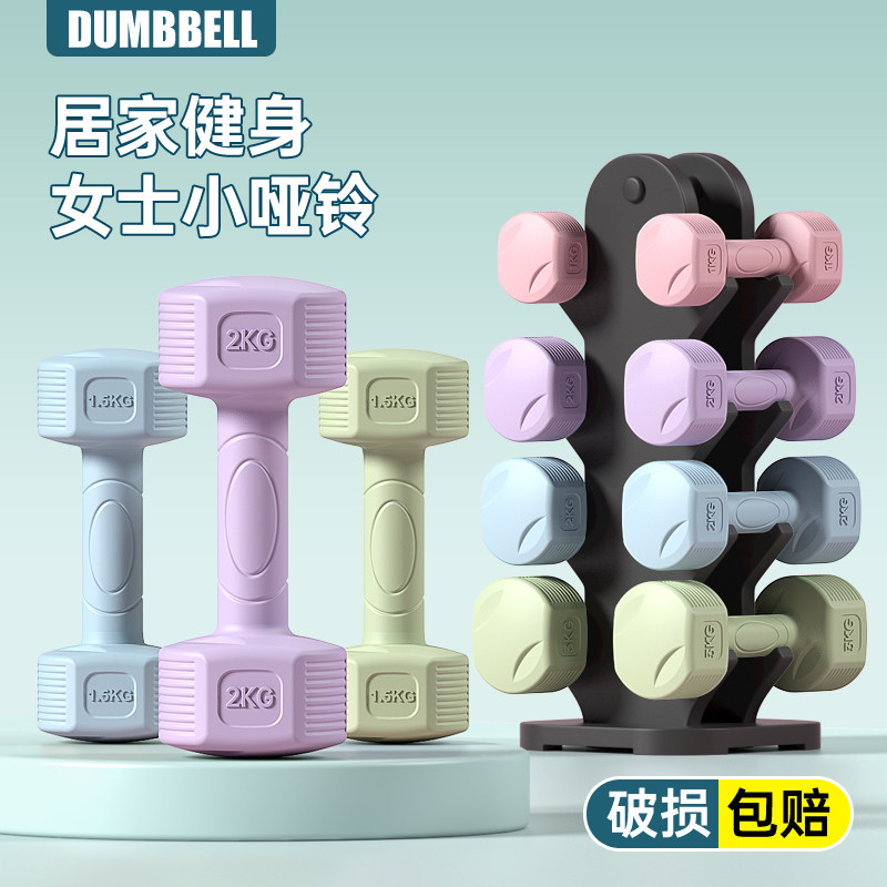 哑铃女士健身家用器材儿童青少年杠壶铃2/3kg一对练臂肌男小哑铃