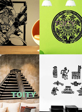 部落图腾贴画Maya玛雅Aztec阿兹特克人贴纸复古美洲土著墙贴自粘
