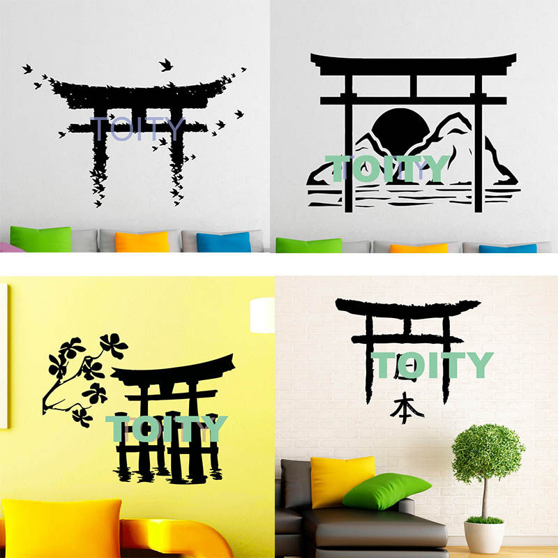 鸟居日式牌坊贴画torii日本pagoda唐式古建筑装饰墙贴料理店贴纸