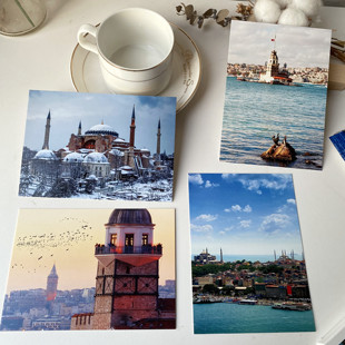 土耳其伊斯坦布尔风景明信片博斯普鲁斯海峡风光圣索菲亚大教堂