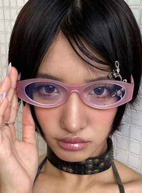 【亚洲眼镜公司】复古时髦果冻色长框平光镜男女显脸小凹造型酷
