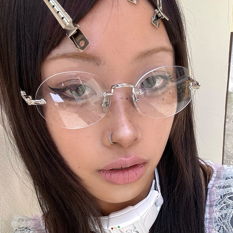 【亚洲眼镜公司】Y2K复古时髦圆形平光眼镜架小众男女显脸小素颜