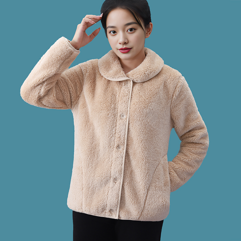 珊瑚绒女士加厚翻领睡衣