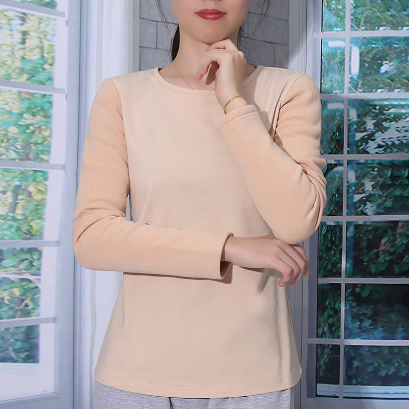 袖子加绒身子不加绒T恤保暖内搭袖子厚身P子薄打底衫配马甲女