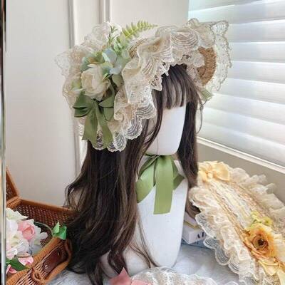 原创洛丽塔汉洋折衷bnt草帽波奈特田园lolita草帽