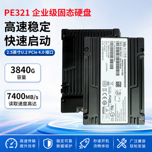 长江存储PE321 3.84T国产U.2企业级固态硬盘PCIe4.0读取密集型SSD