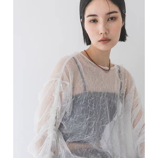 清だ!ピックアップザリーク JS0513 ウィークエンドリカプリーツプリーツチュールプルオーバー 25夏日本人女性