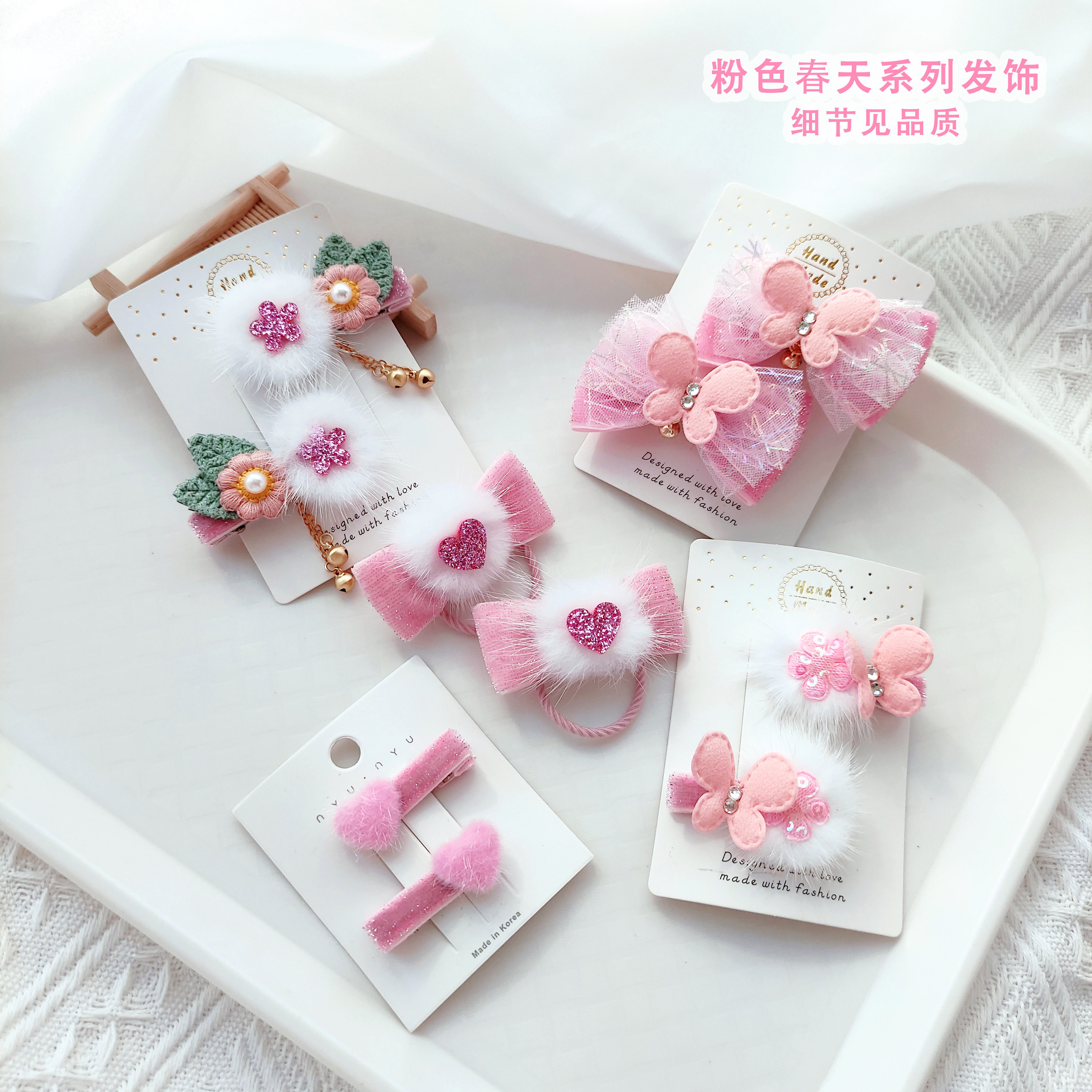 甜美女童不锈钢夹子蝴蝶结发饰