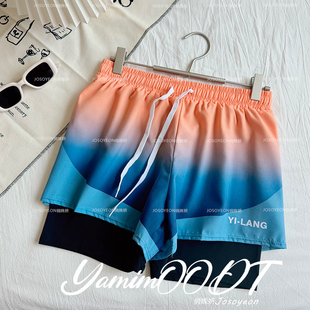 男孩防尴尬平角泡温泉中大童泳裤 儿童泳衣男童2026新款 双层泳裤