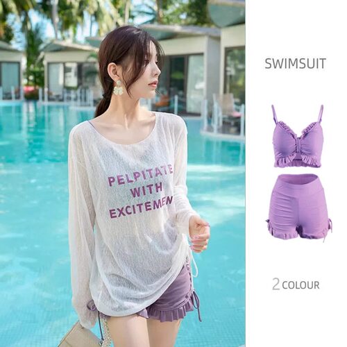 泳衣三件套保守泳装分体遮肚显瘦