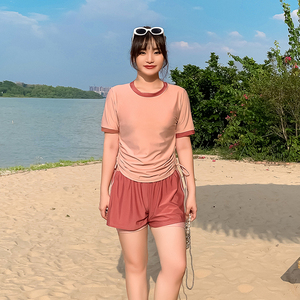 泳衣女保守分体遮肚显瘦游泳衣2023新款爆款学生大码胖mm温泉泳装