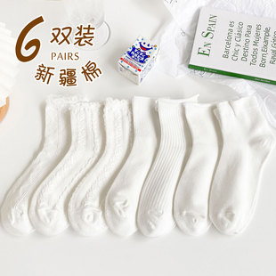 夏季 白色jk袜子女ins潮蕾丝可爱日系中筒袜花边洛丽塔配玛丽珍鞋