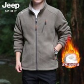 JEEP 户外摇粒绒加绒加厚保暖外套男 新款 SPIRIT抓绒卫衣男士 冬季