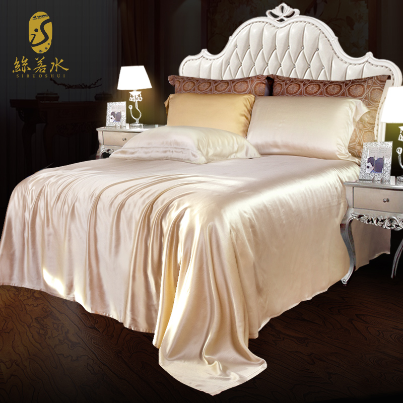 丝若水真丝床单100%桑蚕丝床单加厚单双人定制做纯色床罩床套床笠