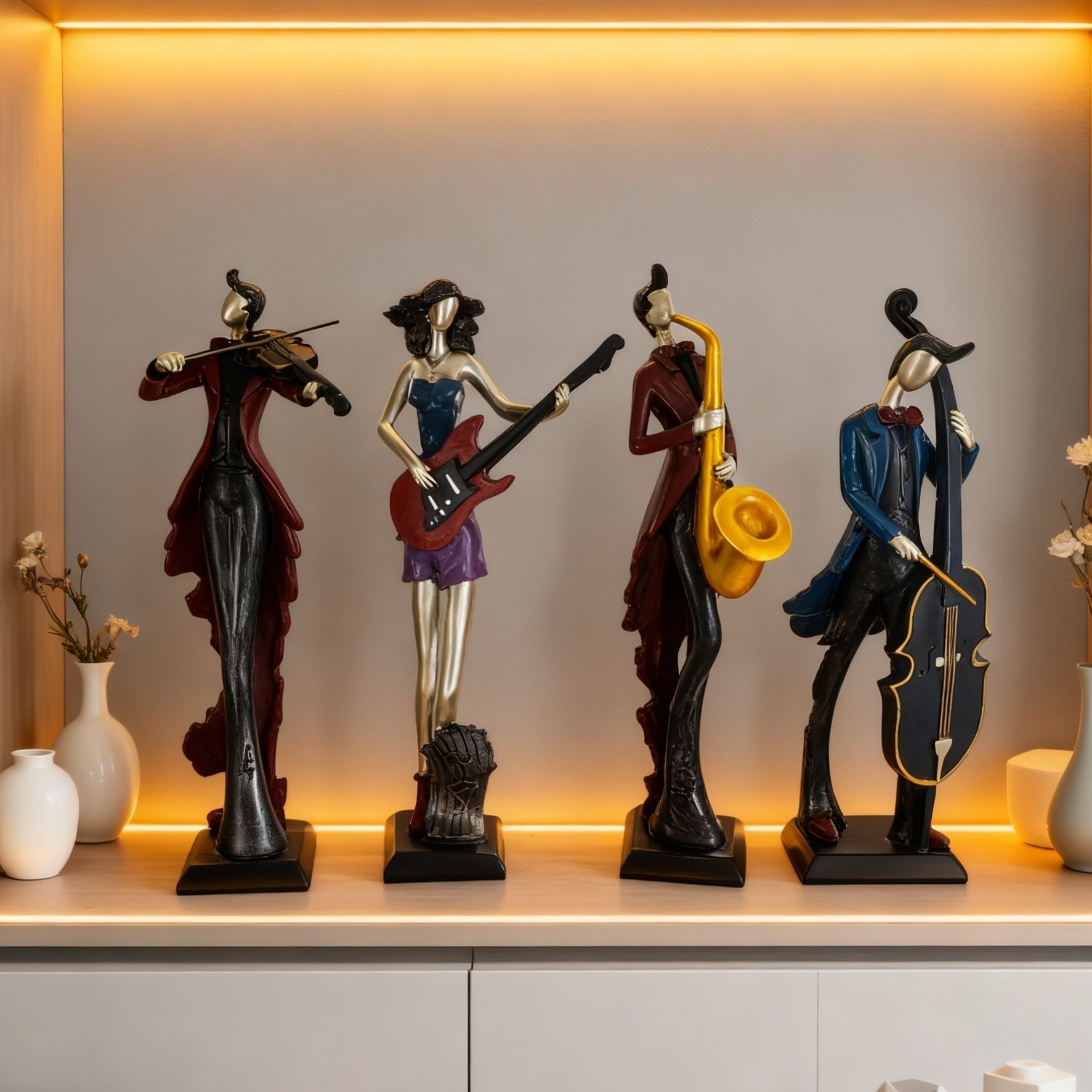 创意音乐人物法式摆件酒柜轻奢装饰品书桌客厅家居软装饰品电视柜