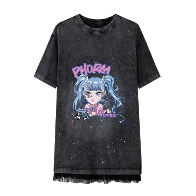 PHORM正品国内代购潮酷动漫女孩印花连衣裙宽松T恤裙Q26113436