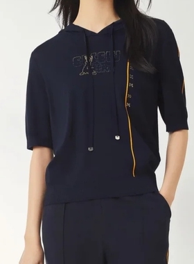 珂夏季款薄款透气套头针织衫女休闲通勤百搭连帽上衣EZ01367M5