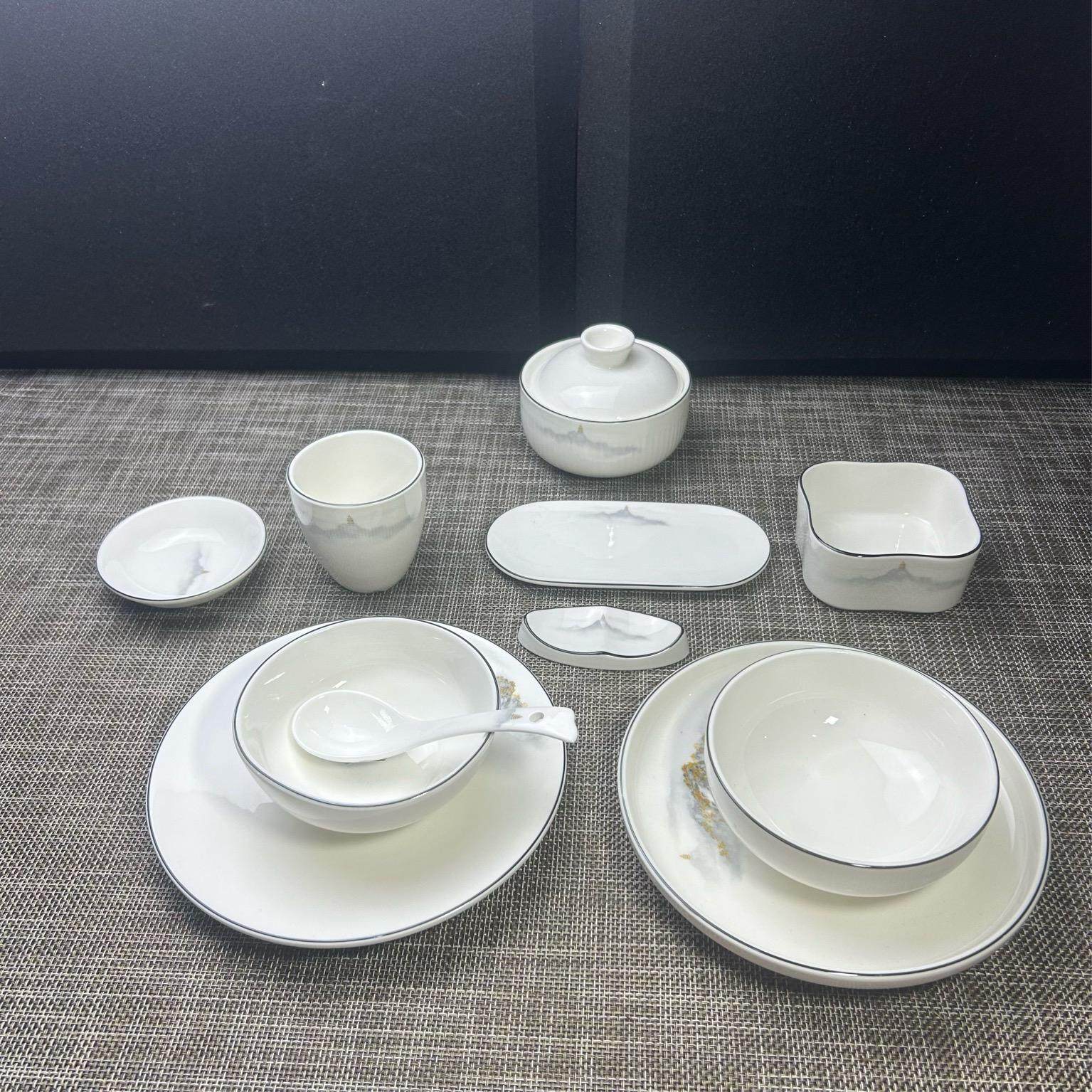 高档陶瓷摆台套装火锅中餐专用饭碗骨碟茶杯炖盅勺商用餐具毛巾碟,厨房/烹饪用具,配菜/备菜盘,淘宝优惠券,粉丝福利购,淘宝优惠卷