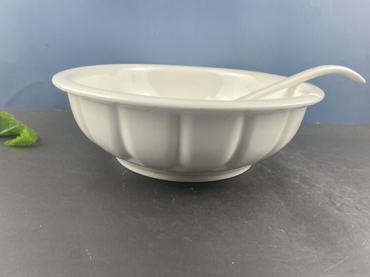 大汤碗白色陶瓷饭盆瓷盆家用和面盆酸菜鱼盆子大号面碗饭店大汤盆