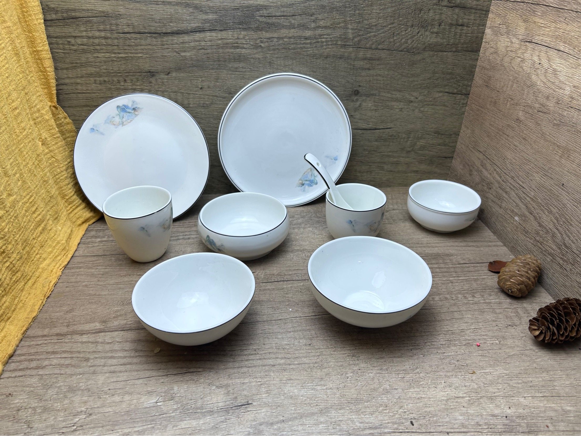 饭店摆台四件套陶瓷勺子碗杯碟餐厅商用碗火锅店摆台餐具蘸水碗,厨房/烹饪用具,配菜/备菜盘,淘宝优惠券,粉丝福利购,淘宝优惠卷