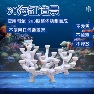 60海水缸烧制款造景石海缸用品水族养鱼摆件树景装饰定制