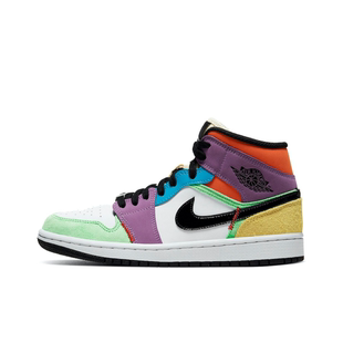 耐克Nike CW1140 Air 1白紫色中帮复古篮球鞋 100 Jordan 狐狸体育