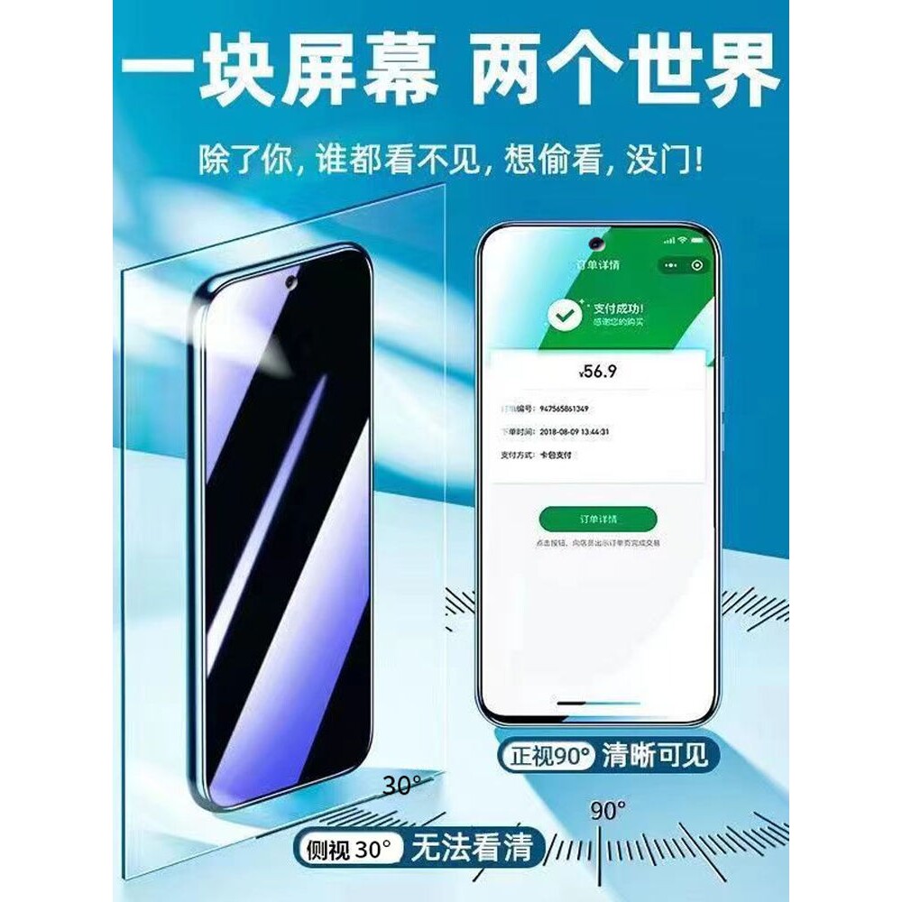适用红米12R防蓝光防窥膜Redmi12钢化膜小米note12RPRO黑边护眼手机膜防偷窥看5G全屏防摔爆高清保护隐私贴膜