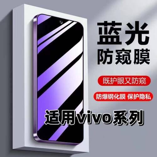适用vivoY200i/Y300t防窥膜Y78/Y77/y76s/y53s/y30/y5s20s19s15s12s10s9s7e蓝光防偷窥X100s/x70x60x50钢化膜